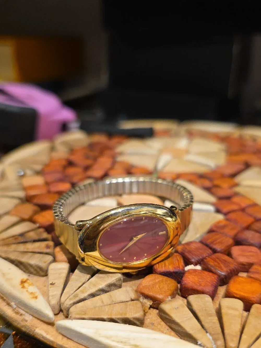 Seiko Women's Gold Tone Watch with Pink Dial
